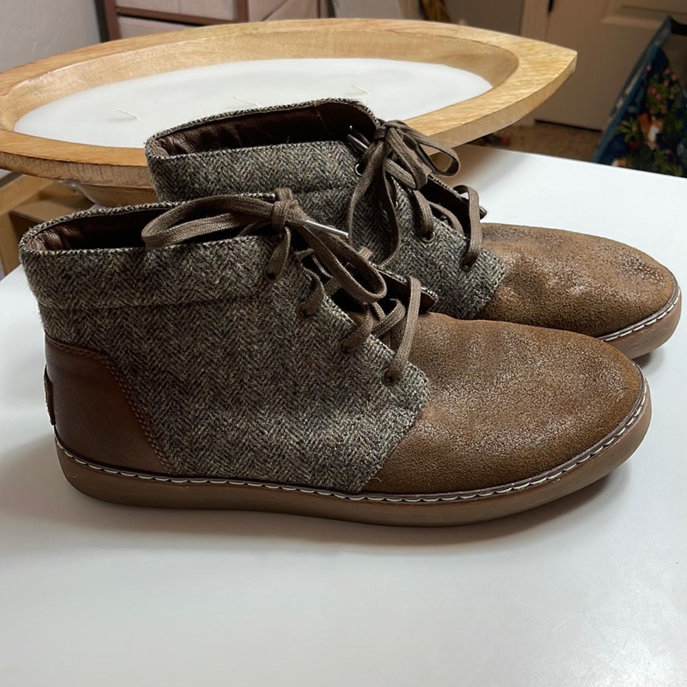 Ugg chukka boots shoes men’s brown canvas leather